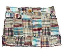 Zinc Retro 2000s Y2K Low Rise Multicolor Plaid Patchwork Micro Mini Skirt Size 7