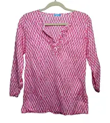 J. McLaughlin Geometric Cotton Tunic Top Sz. XS