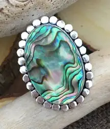 Abalone Sterling Silver Ring Size 7