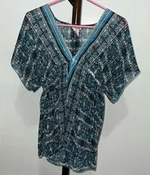 Sheer Printed Beach Coverup Top NWOT