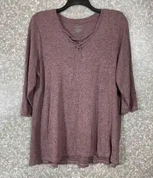 Lane Bryant Women's Plus Size Pink & Black Marled Tunic Sweater - Size 14/16W