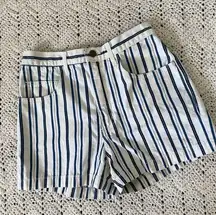 Guess Striped High Waisted Denim Shorts Vintage Blue/White