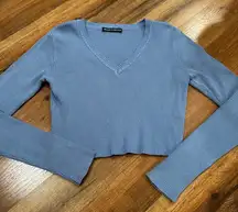 Brandy Melville Ribbed Blue Crop Sweater Top