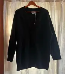 The Felted Merino Cocoon Cardigan Black 100% Wool Sweater Buttons NWT L