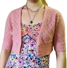 Next Era Couture Pink Coquette Cropped Knit Cardigan size small buttons sweater.