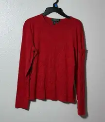 Lauren Ralph Lauren Women Red Long Sleeve T-Shirt size Small.