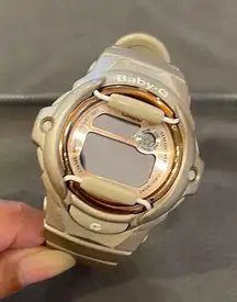 Casio Womens Water Shock Resistant Baby G Digital Wristwatch Cream Rose Gold