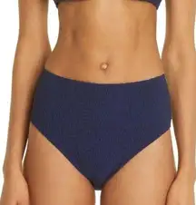 Toteme High Waist Smocked Bikini Swim Bottoms Navy Blue