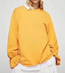 Mango Bow Cotton Sweatshirt Mustard Yellow