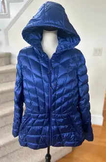 Lane Bryant Electric Cobalt Blue Down Fill Hooded Puffer Zip Jacket
