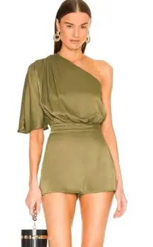 X revolve Green Satin Romper