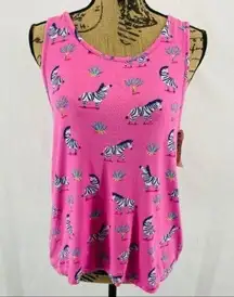 Munki Munki Women's Sleep Tank Zebra Print Pink Medium