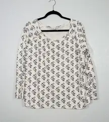 Kate Quinn Cream Mushroom All Over Print Top Size XL