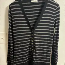 Zenana Outfitters Black and Gray Striped light weight cardigan NWT XL