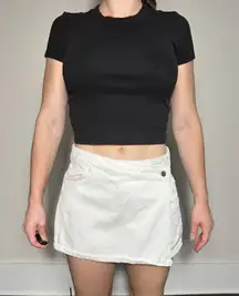 Zara White Denim Wrap Skort Size Medium