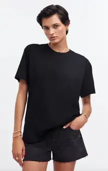 Madewell Cotton Relaxed Oversized Tee Crewneck Basics Jet Black XS NWT
