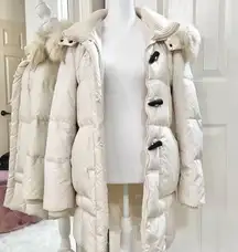 Cream Hooded Puffer Coat