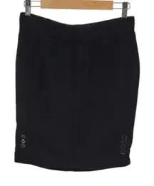 Ra-Re Faux Suede Skirt Black Mini Button Detail Office Siren Size 42 IT/6‎ US