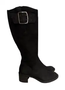 Paul Green Boots Womens US 6.5 UK 4 Black Kendra Knee High Nubuck Buckle Lug