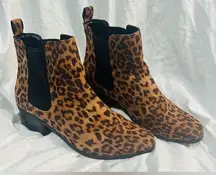 A New Day Boho Western Slide On Cheetah Leopard Vegan Animal Print Fall Ankle Boots sz 9.5