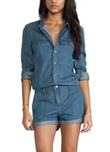 Paige  Jackson Romper in Flyer from Revolve - Long sleeve denim shorts size XS