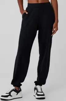 Alo Waffle Weekend Escape Joggers Black High-Rise Waist Thermal Sweats Sweatpant