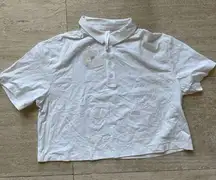 Fabletics Women's‎ M Boxy Semi-Cropped Short Sleeve Polo White  NWT