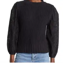 Rails Dhalia Eyelet Sleeve Black Sweater