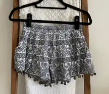 NWOT Millau from  black & white boho print coin detailed soft shorts