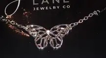 Jasmine Lane Silver Tone Dainty Boho Butterfly Necklace