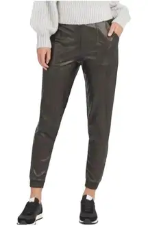 Spanx Faux Leather Joggers Women's Size L Black Elastic‎ Waistband Pull-On Pants