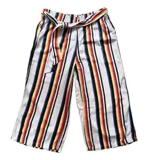 Rainbow Striped Gaucho Pants Capris Waist Tie Pockets Harmony & Havoc Women’s 11