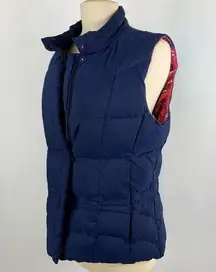 Lilly‎ Pulitzer Navy Down Feather Puffer Vest w/ Pink Paisley Lining