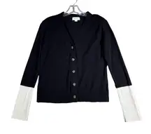 Summersalt Sweater Black White Colorblock Cotton Cashmere Blend Classic Size‎ S