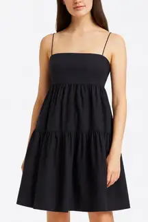 Modern Citizen Alondra Tiered Mini Dress Extra Small Black Cotton Party