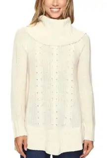 Smartwool Crestone Tunic Cowl Neck Sweater Cable Knit Cream Size Small