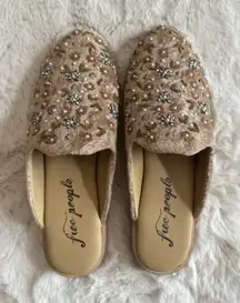 Free People Cosmic Brown Magenta‎ Dancing Queen Velvet Beaded Loafer Mules 39