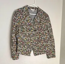 Christopher & Banks Blazer Jacket Womens Size L Multicolor Floral Cotton Blend