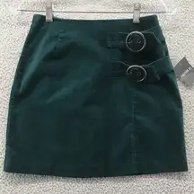 Forever 21 (M)  Womens Corduroy Buckled Mini Skirt Green Emerald Size 8