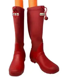 Hunter Size 8 Rainboots Red Goulashes Muckboots Workwear Drawstring Outdoors