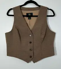 House Of Harlow 1960 Brown Plaid Button Down Vest Size L