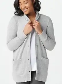 Cuddl Duds Grey Cozy Shawl Collar Cardi Cardigan Sweater Medium