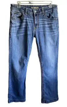 BKE Harper Jeans Womens 31x31.5 Blue Denim Distressed Casual straight‎ 31R flaw