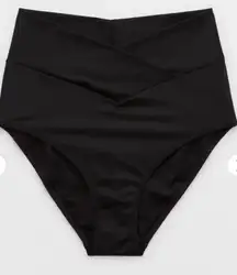 Brand New Aerie Women's Size Large Black High Waisted Coverage Bikini Bottom
