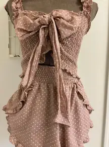 Mustard Seed Cream High Waist Shorts for Chic‎ Comfort smocked top with bow