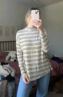 Lightweight striped mock neck sweater