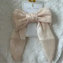 NEW Simply Southern Cream Satin Studded Hair Bow NWT