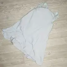 la rok blue crape ruffle tank top shirt w/ beaded detail macrame back xs