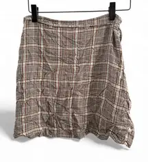 American Eagle Outfitters Brown and White Plaid Mini Skirt