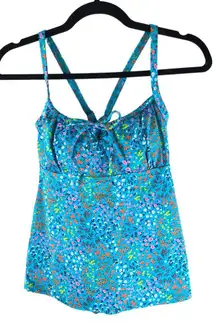 Lands End Chlorine Resist Tie Front Underwire Tankini Top Adjustable Straps 10